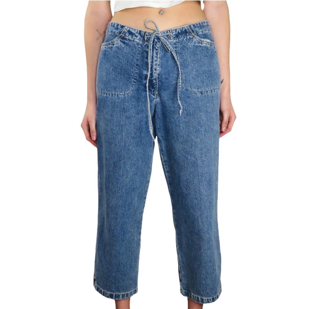 90s New York & Co. Vintage Jeans High Rise Straight Leg Jeans Ribbon Belt 8 30"